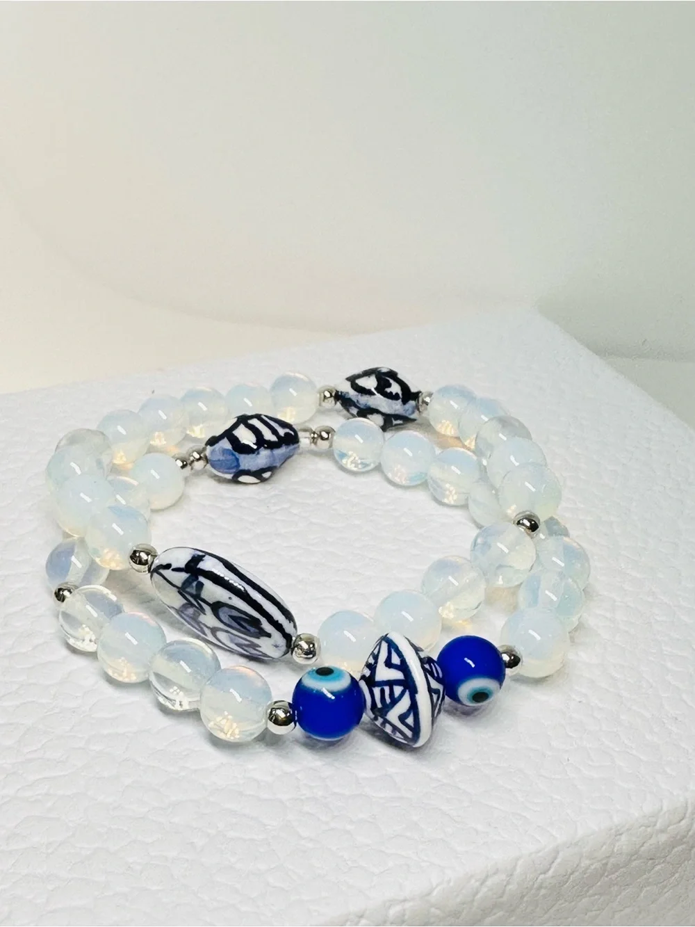 Two Opalite & Italian ceramics beads Bracelets